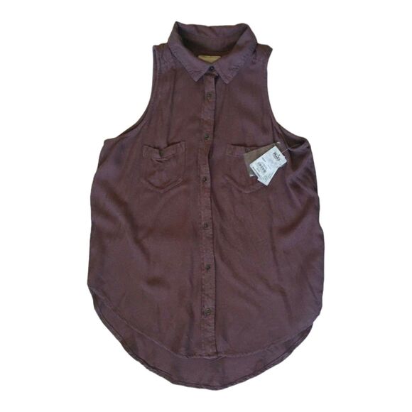 MUDD Button-Up Sleeveless Embroidered Top "Rose Taupe" Juniors S NWT - Picture 1 of 10